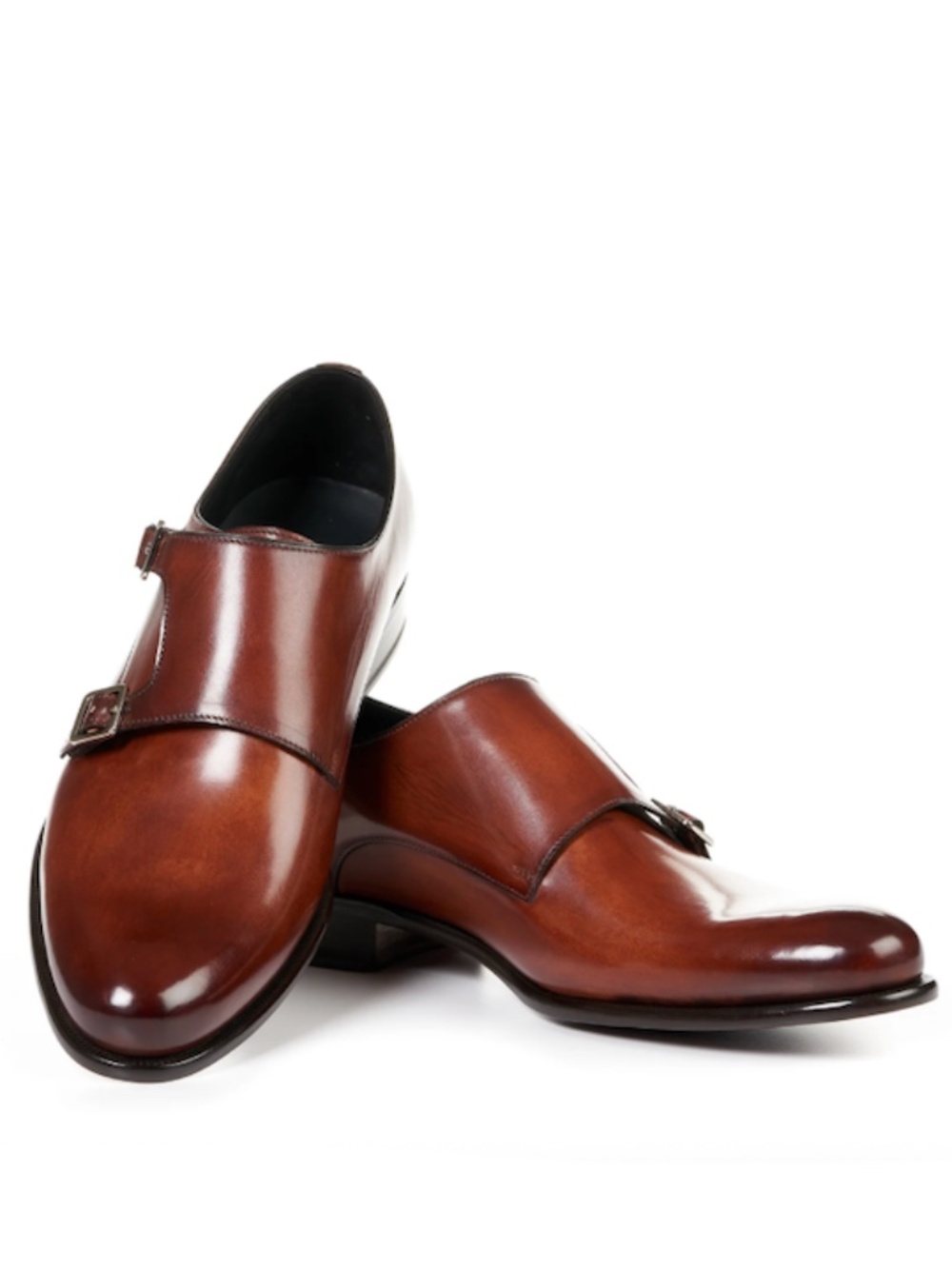 Paul Evans Double Monk Strap Brown Leather Shoes in Size 10